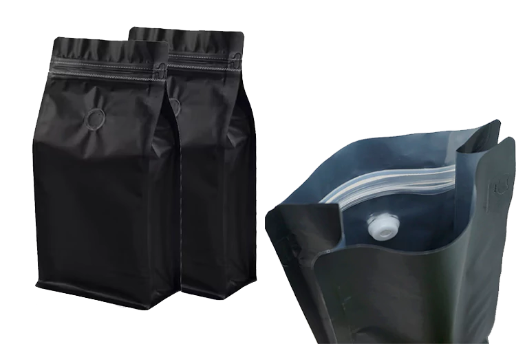 Coffee Bag with Valves and Zippers