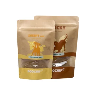 kraft paper stand up food packaging bag with window