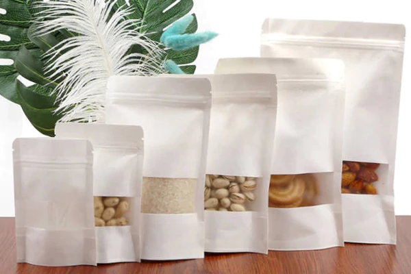 Kraft Frosted Window Stand Up Pouch with Ziplock