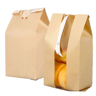 Kraft-paperista valmistetut leipäpussit