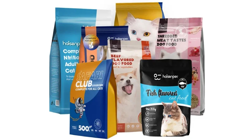 custom flat bottom pet food pouches