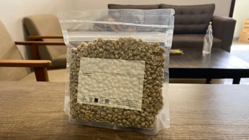 green coffee bean pouches