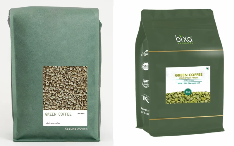 green coffee pouches