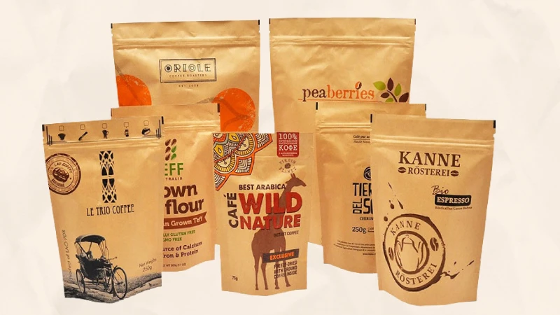 Branded Custom Zipper Kraft Pouches Bags