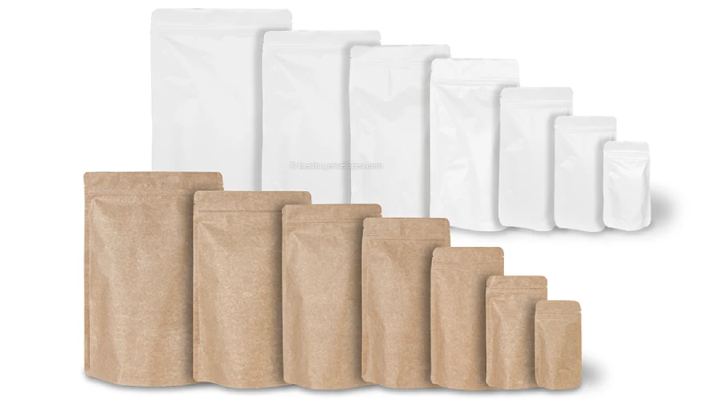 Brown and White Kraft Pouches
