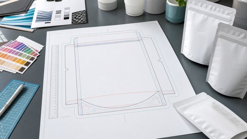 Flexible Packaging Dielines Explained: Bleed, Safe Zones, Seals, and Gussets